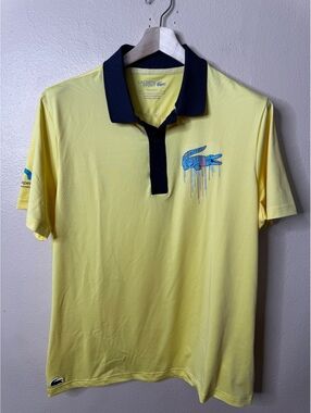 Lacoste Sport Yellow Miami Open Polo Shirt XL Men's Regular Fit Ultra Dry New
